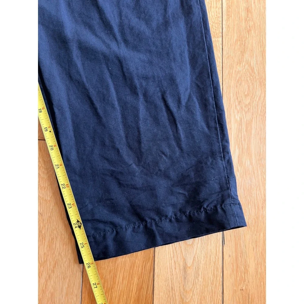 COS Cropped Wide Tapered Leg Cotton Linen High Rise Pants Blue Womens Size 10